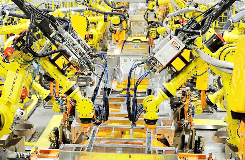 Chaîne de montage automatique pour assemblage de tige de poussée en forme de V Automatic Assembly Line For V-Shape Thrust Rod Assembly