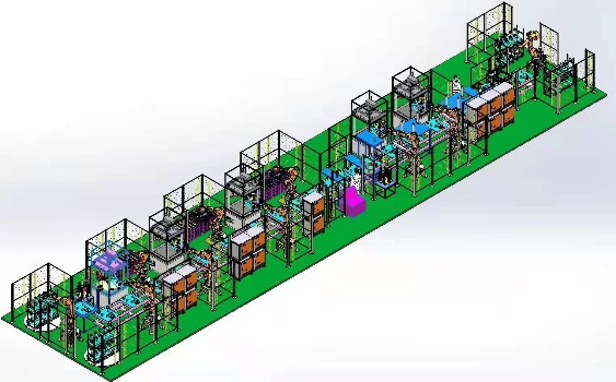 Chaîne de montage automatique pour assemblage de tige de poussée en forme de V Automatic Assembly Line For V-Shape Thrust Rod Assembly