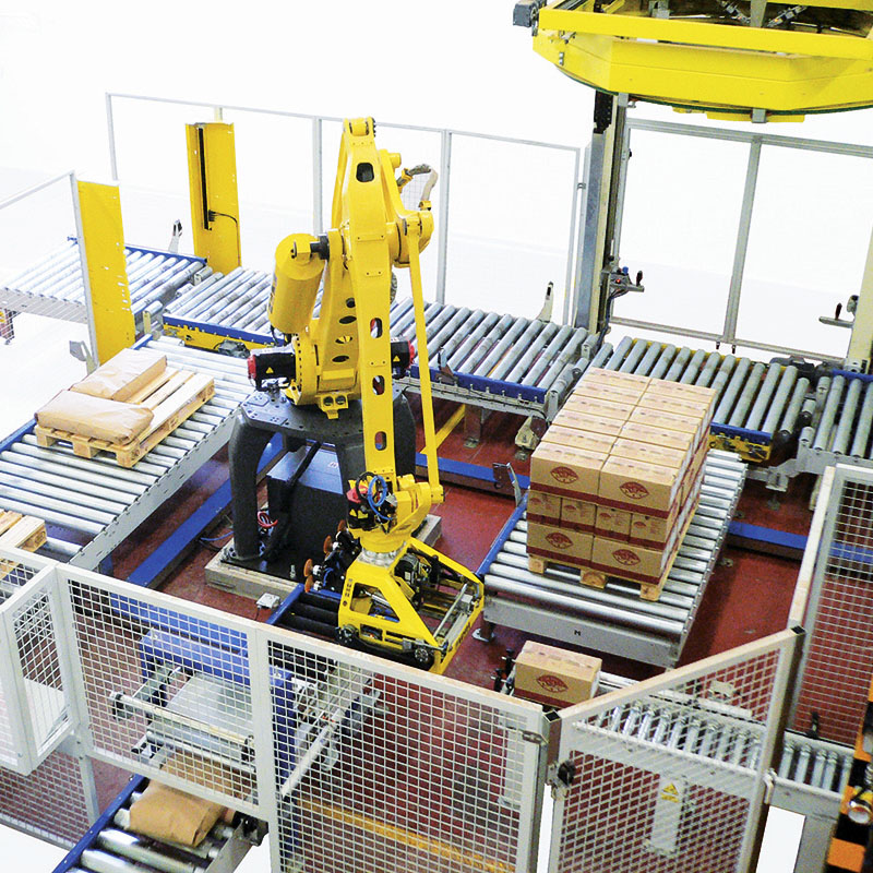 Robô Paletizador Automatizado de Alta Velocidade High-Speed Automated Palletizing Robot